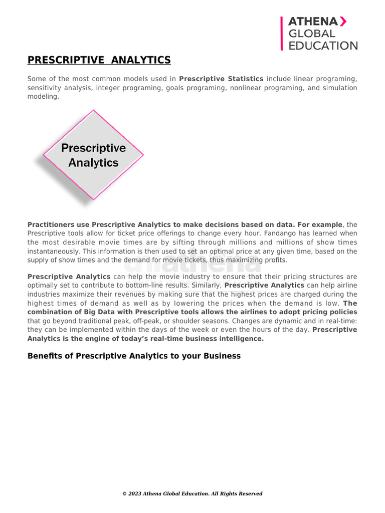 Unit Two Lesson 6 Prescriptive Analytics | PDF