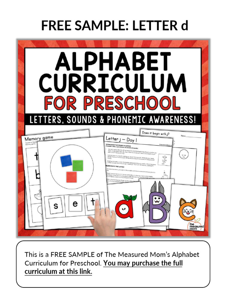The Measured Mom Alphabet Curriculum FREE SAMPLE D | PDF | Letter Case ...