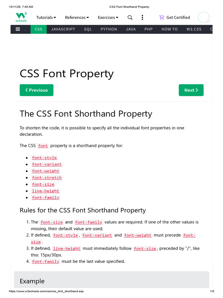 CSS Font Shorthand Property | PDF | Typefaces | Bootstrap (Front End ...