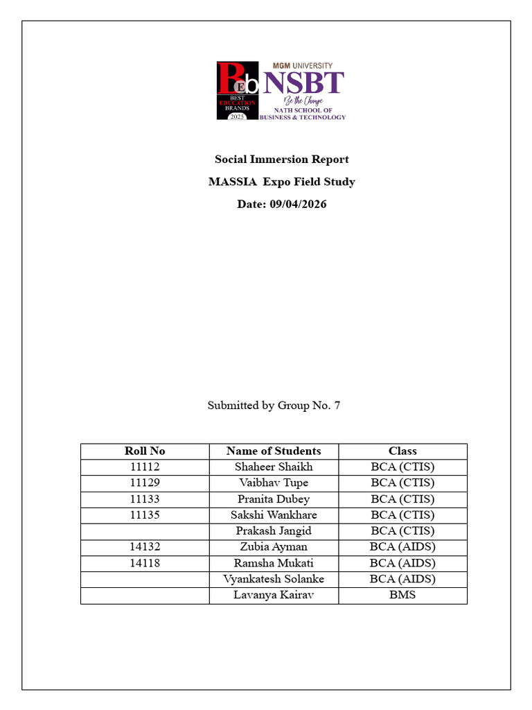Social Immersion Report Format | PDF | Entrepreneurship | Innovation