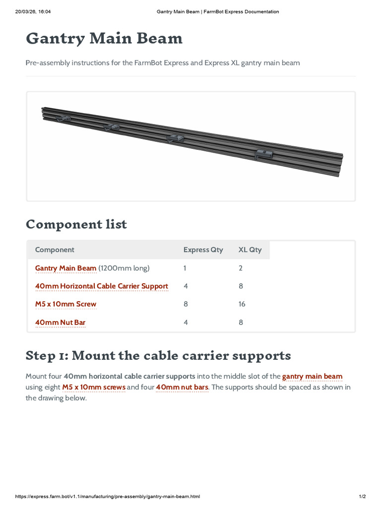 Gantry Main Beam _ FarmBot Express Documentation | PDF