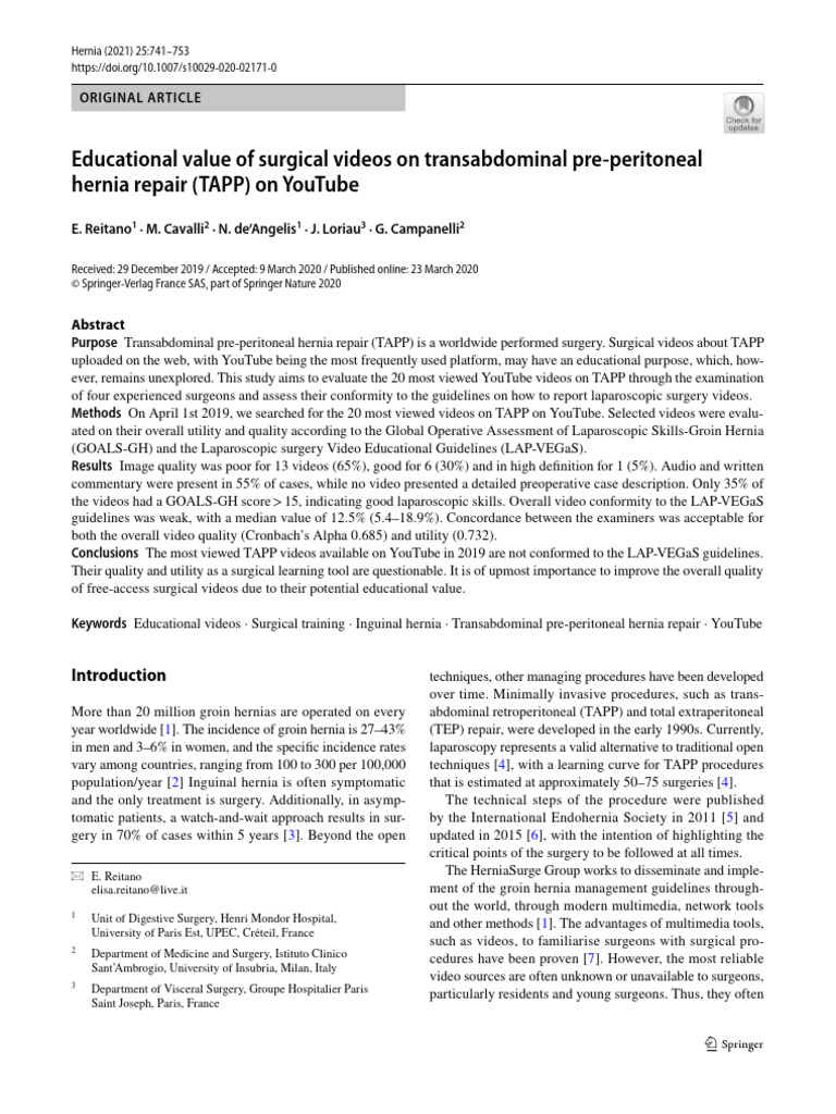 HERNIA VIDEOS TAPP | PDF