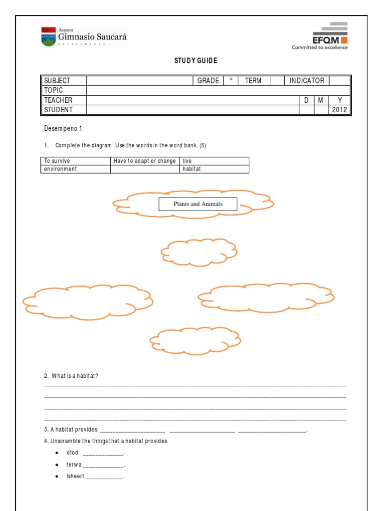 Habitat and Adaptation Study Guide | PDF