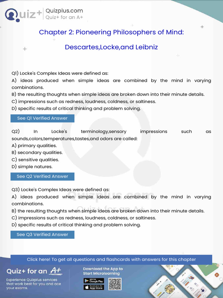 Lockes Complex Ideas Were Defined As | PDF | Psychology | Perception