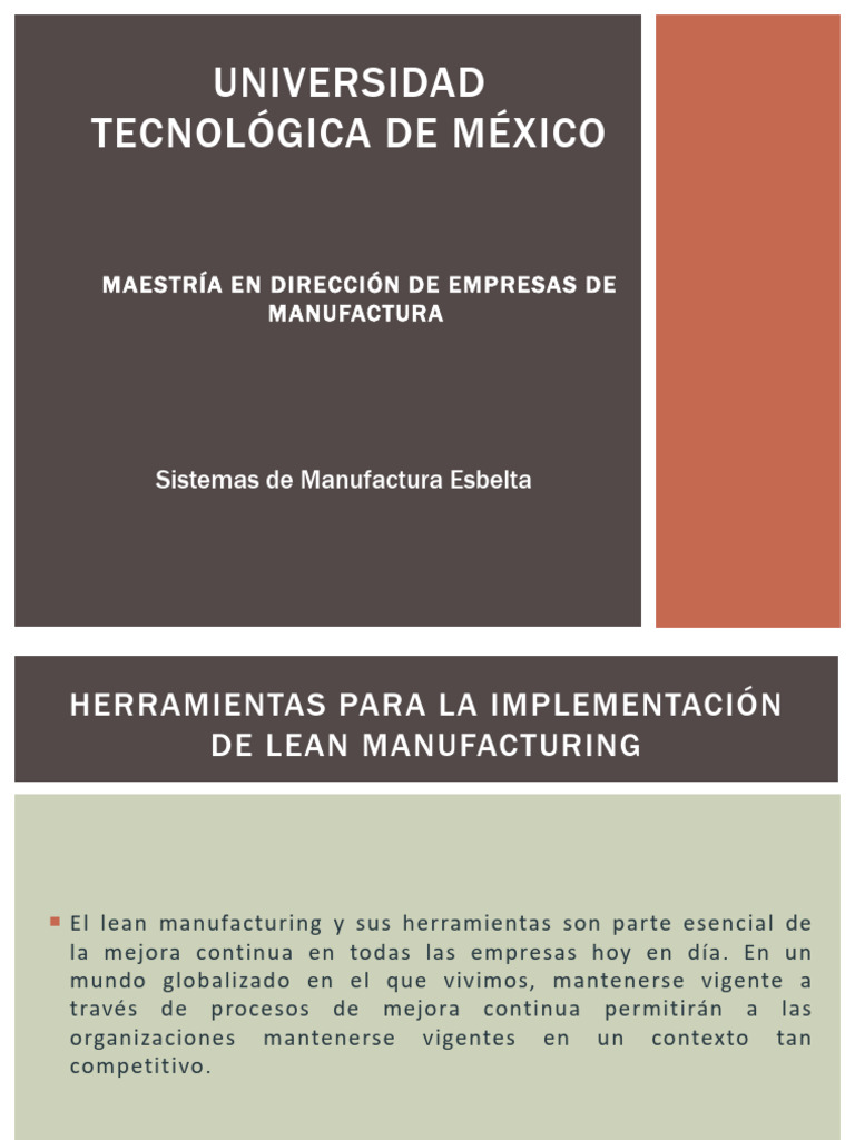 Herramientas para La Implementación de Lean Manufacturing 2026 | PDF ...