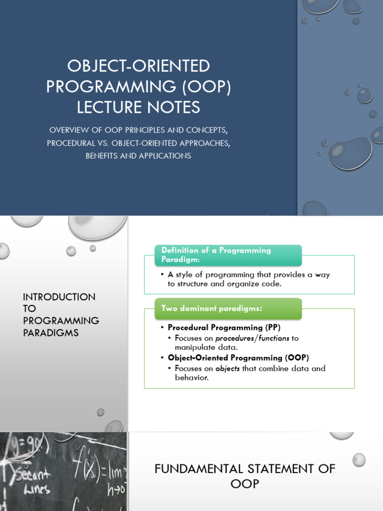 OOP Lecture Notes 6 Weeks (1) | PDF | Method (Computer Programming ...