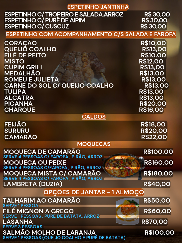 Cardápio Rosemaire | PDF | Alimentos | Culinária