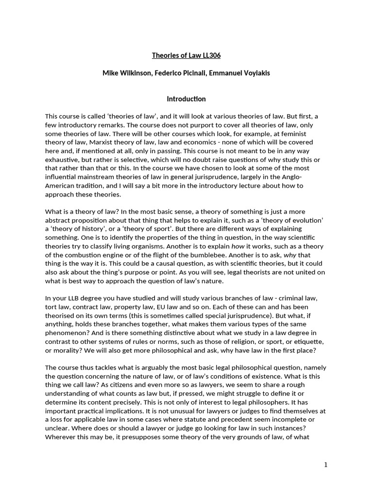 Theories of Law Class Handout 2025 - 26 Final (1) | PDF | Jurisprudence ...