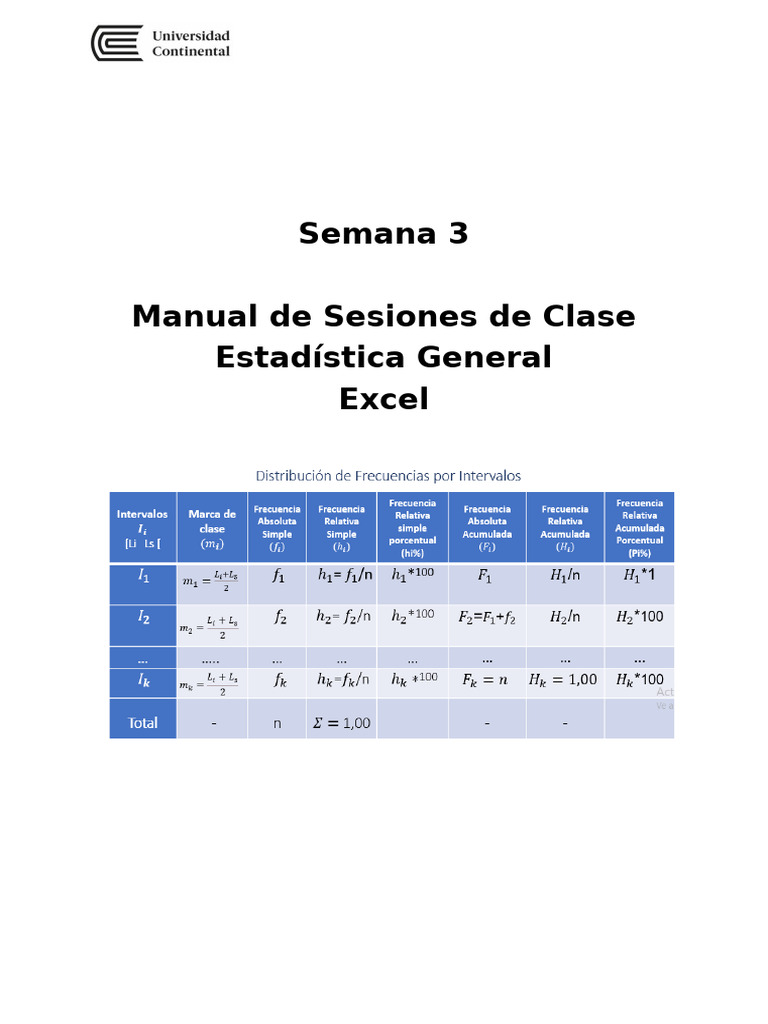 DEYCI Semana 3 Manual Excel de Sesiones de Clase 2024 -1 | PDF