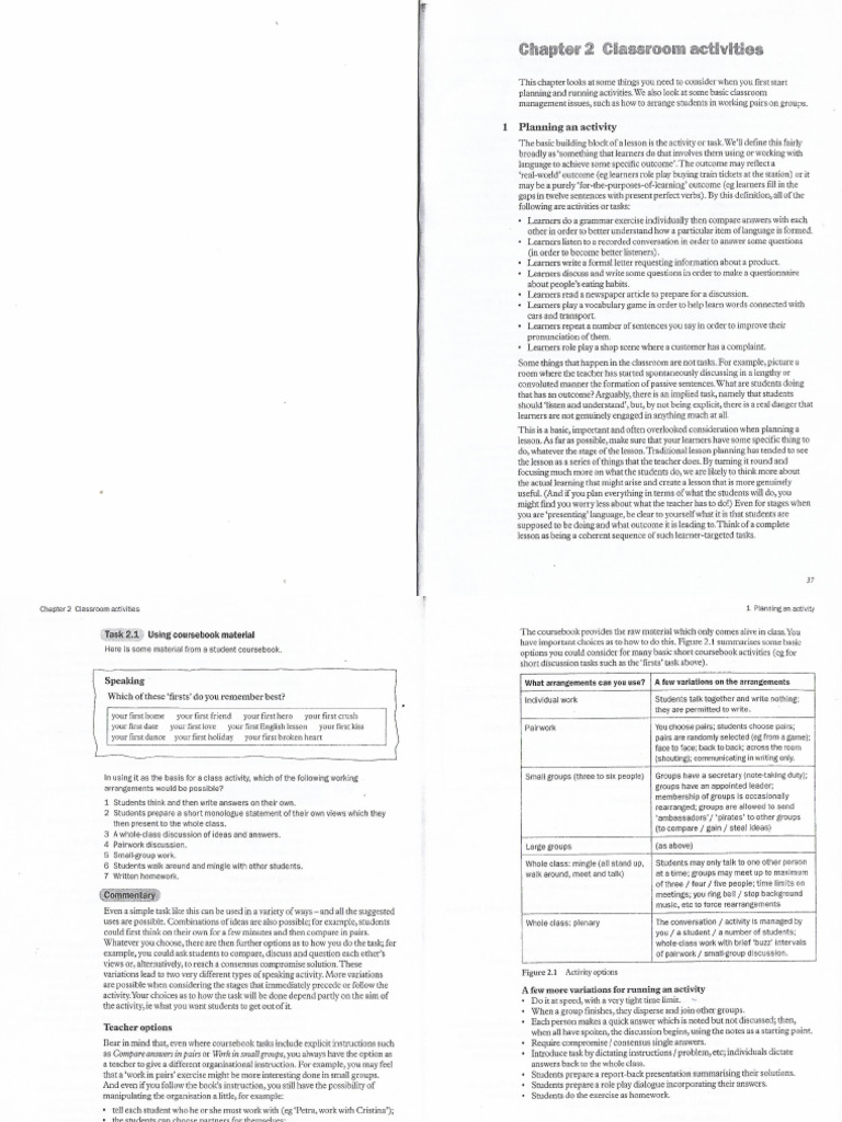 Chapter 2 Classroom Activities | PDF