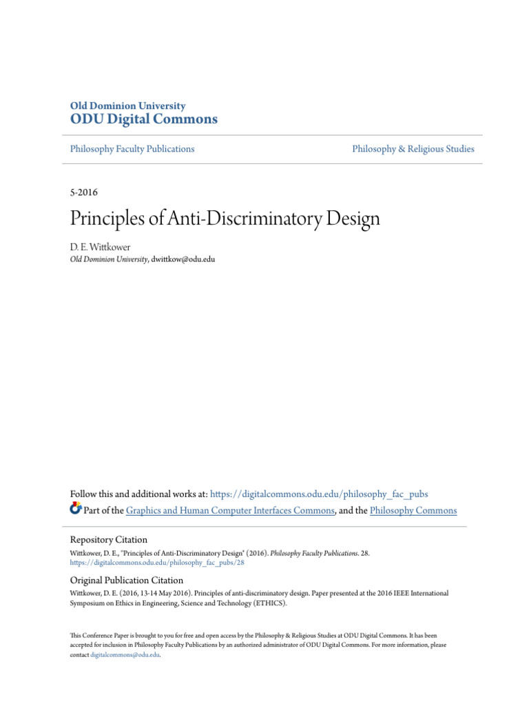 Workshop #2 - DE Wittkower, Principles of Anti-Discriminatory Design ...
