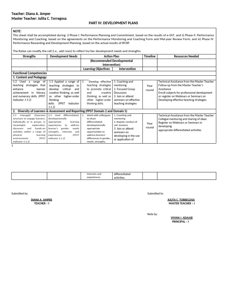 Development Plan - Yhangamps | PDF | Mentorship | Learning
