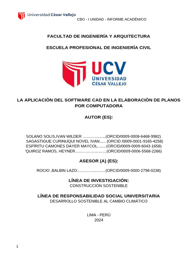 Imforme La Aplicaciòn Del Software Cad 141102 | PDF | Diseño | Diseño ...