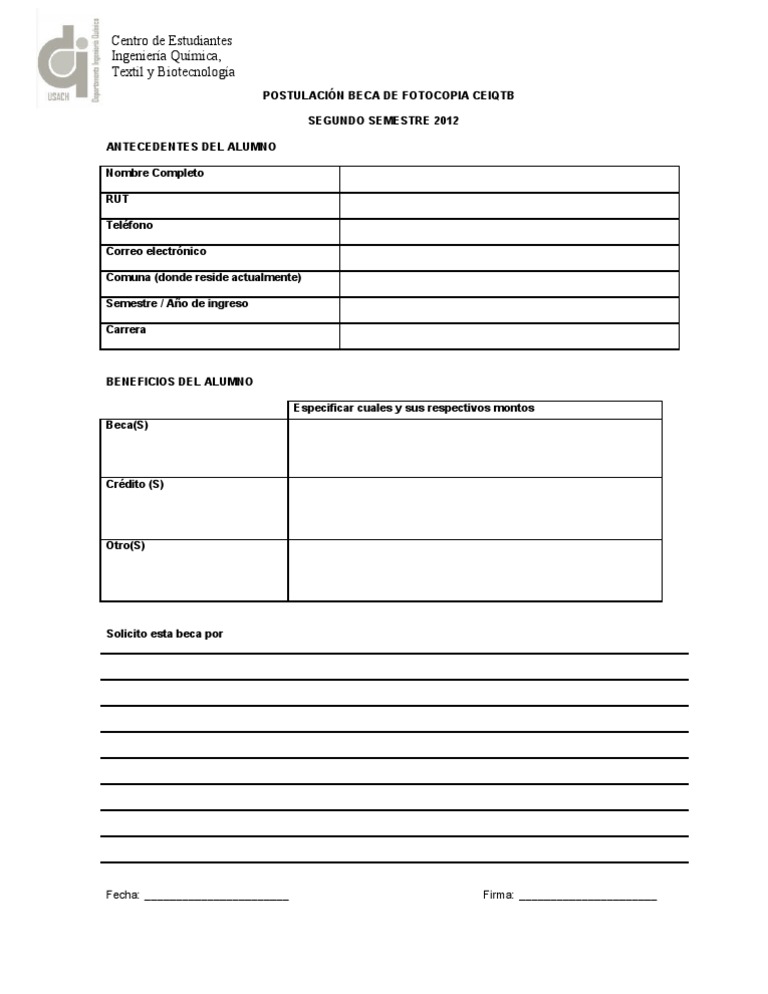 Formulario de Postulación A La Beca de Foto | PDF