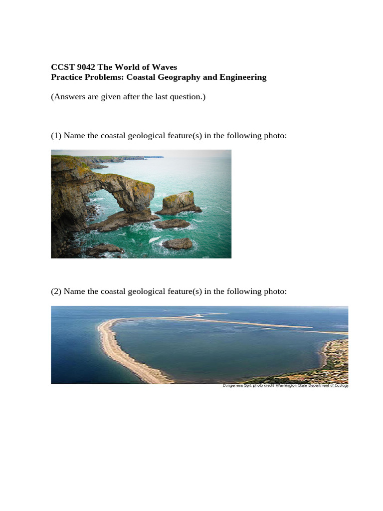 Practice Problems Coastal Geography and Engineering | PDF