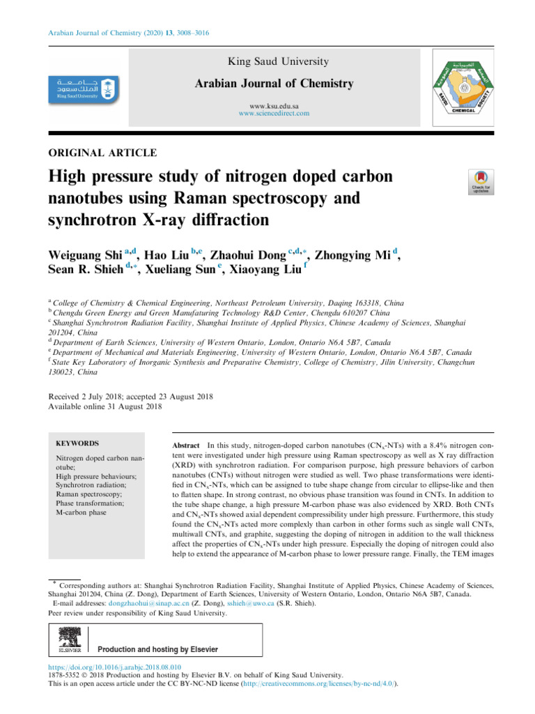 High Pressure Study of Nitrogen Doped Carbon Nanot | PDF | Carbon ...