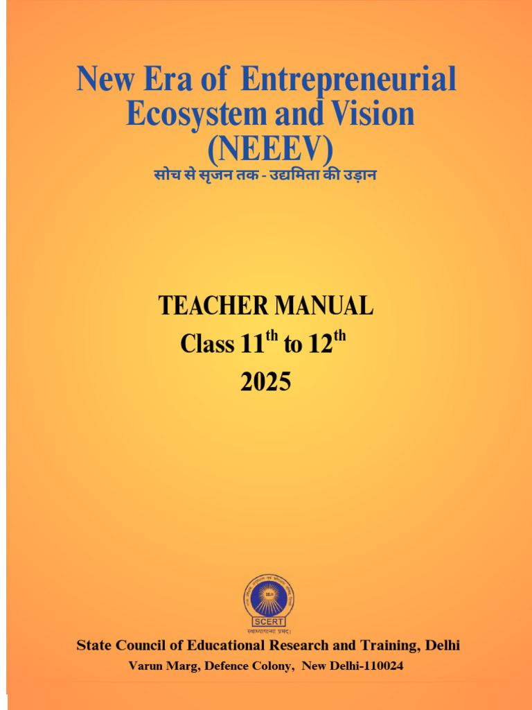 Neeev Teachers Manual Class 1112 | PDF | Entrepreneurship | Startup Company