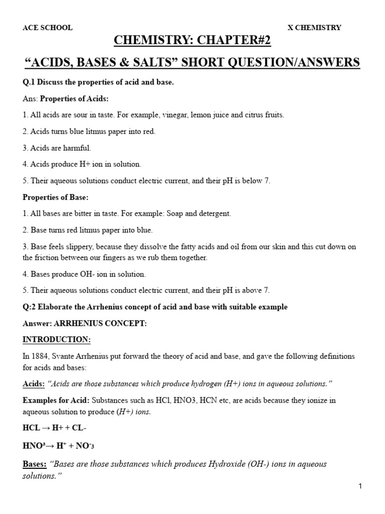 Chemistry Grade 10 Chapter 2 | PDF | Ph | Acid