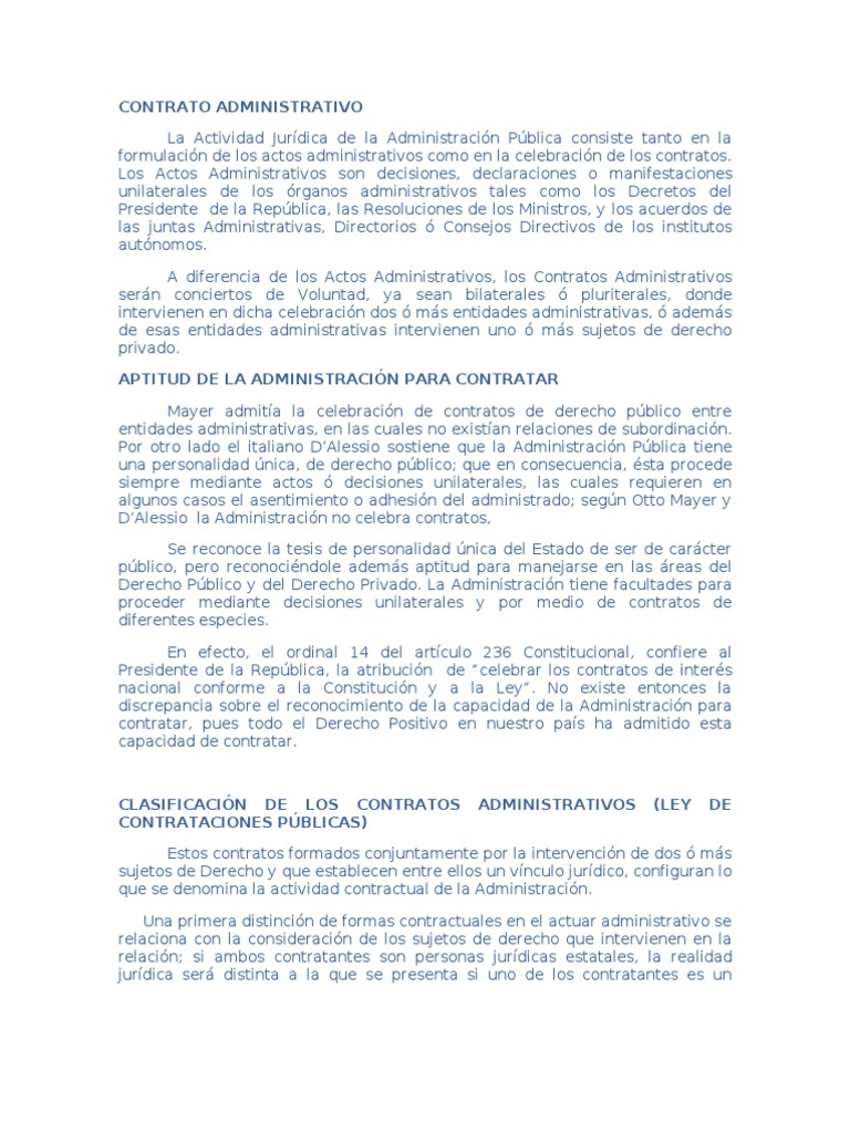Contrato Administrativo Ley Pública Administración Pública