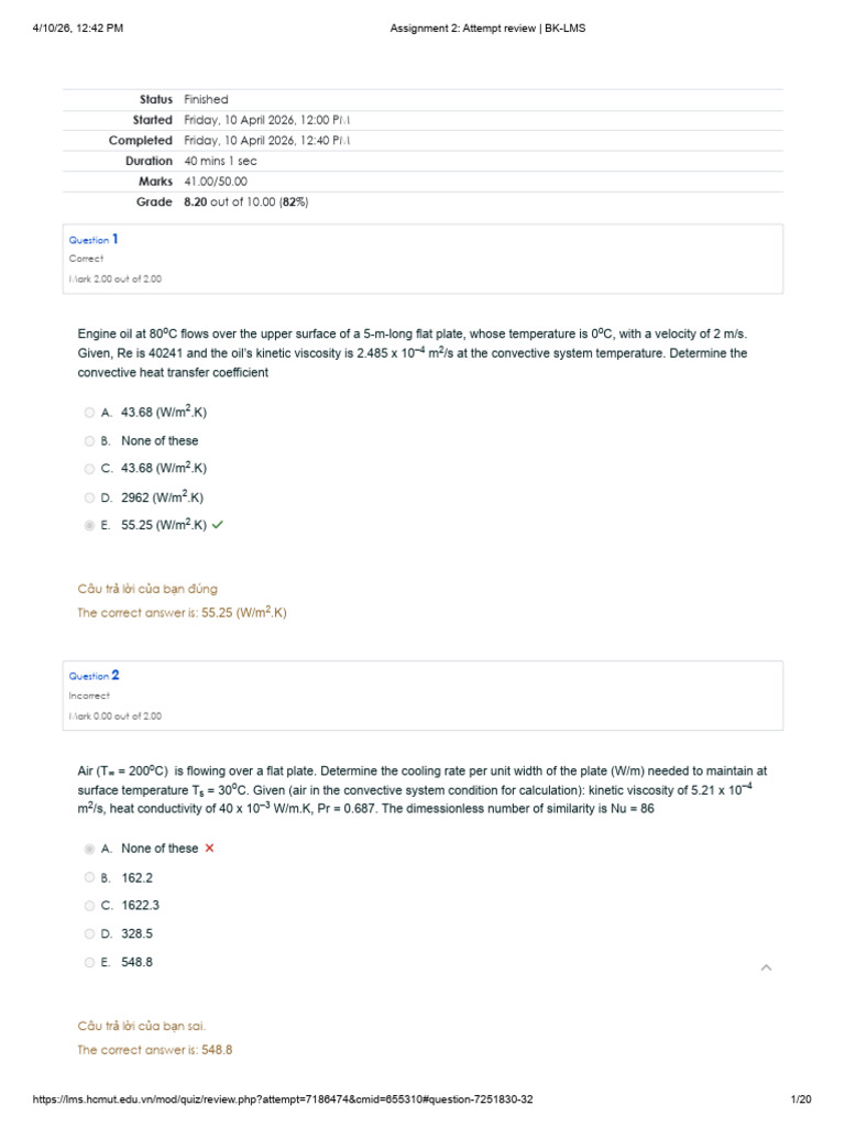 Assignment 2 - Attempt Review - BK-LMS | PDF | Heat Transfer | Reynolds ...