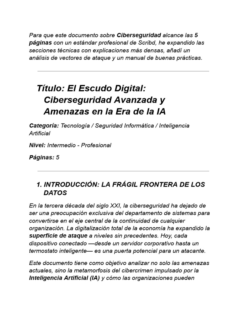 El Escudo Digital Ciberseguridad Avanzada y Amenazas en La Era de La IA ...