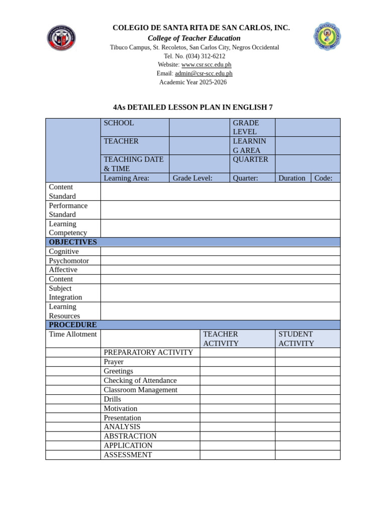 4As Detailed LP Template | PDF