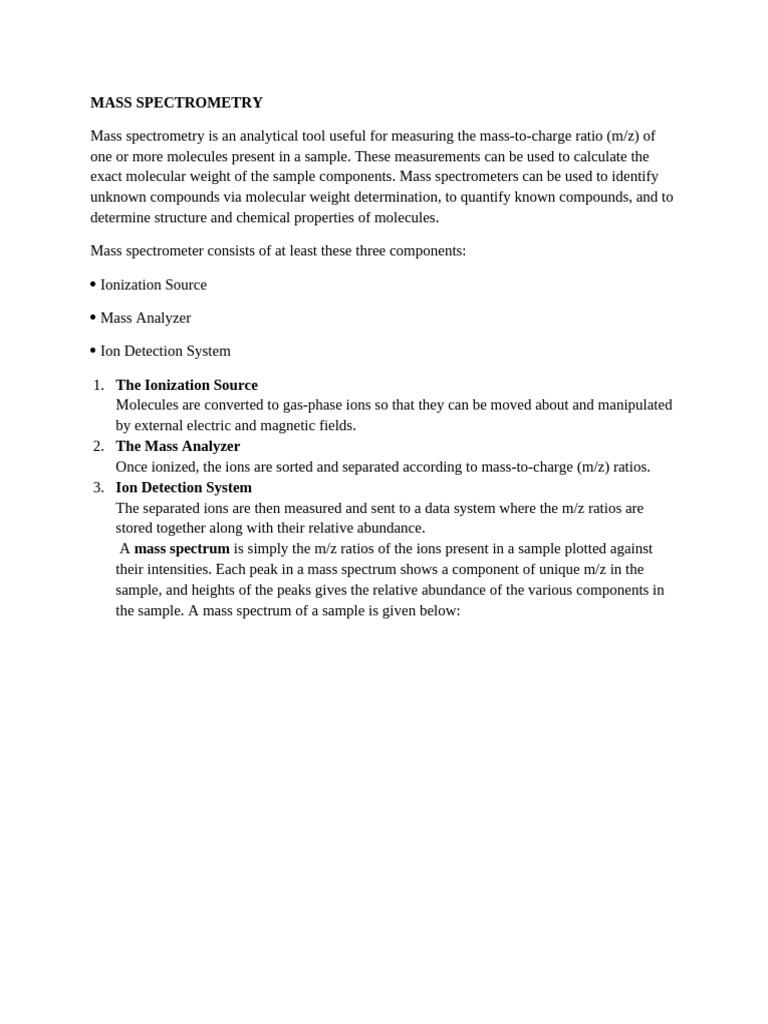 MASS SPECTROMETRY NOTES | PDF | Mass Spectrometry | Ion