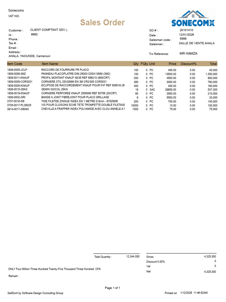 SalesOrderRef20101410[1] | PDF | Taxes | Payments