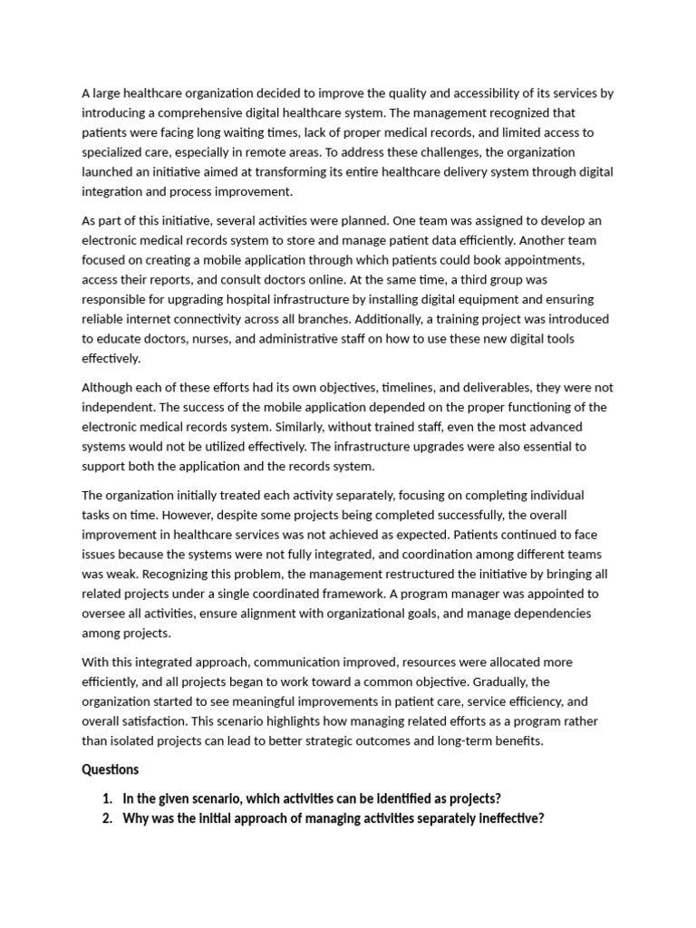 case study PM mid exam | PDF | Sustainability | Electronic Health Record