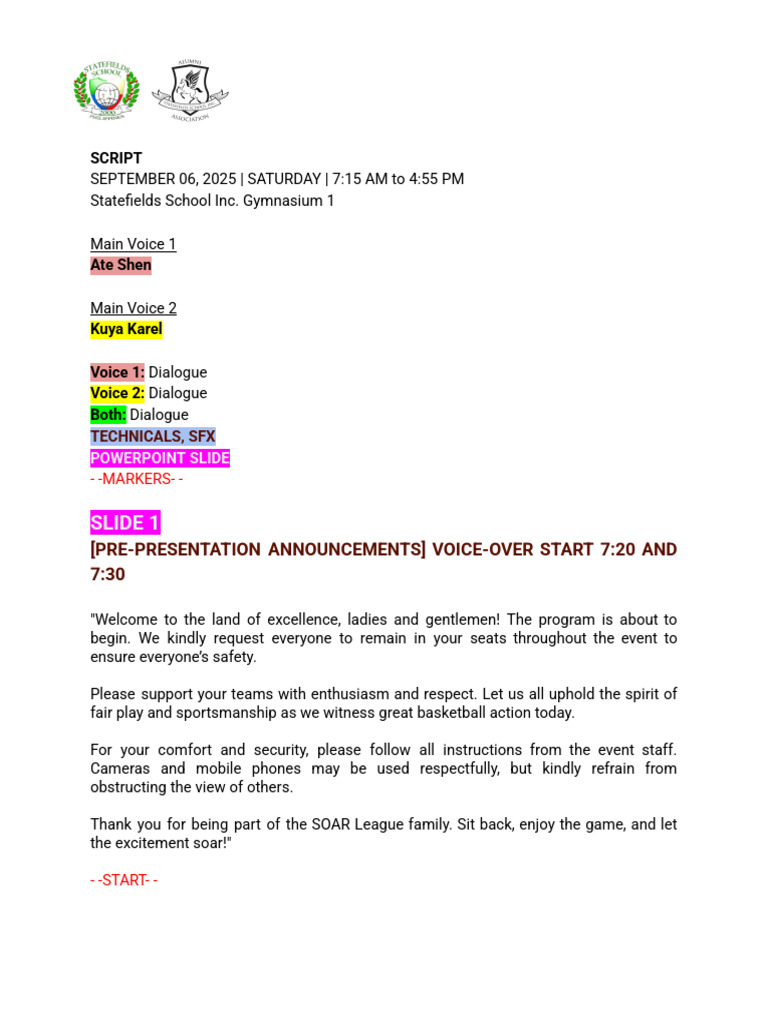 Soar League Script | PDF | Sports