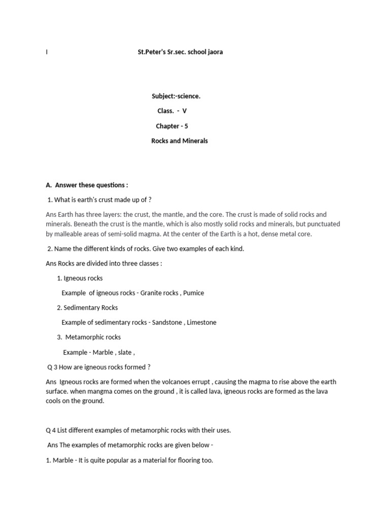 Chapter 5 Rocks and Minerals | PDF | Rock (Geology) | Magma