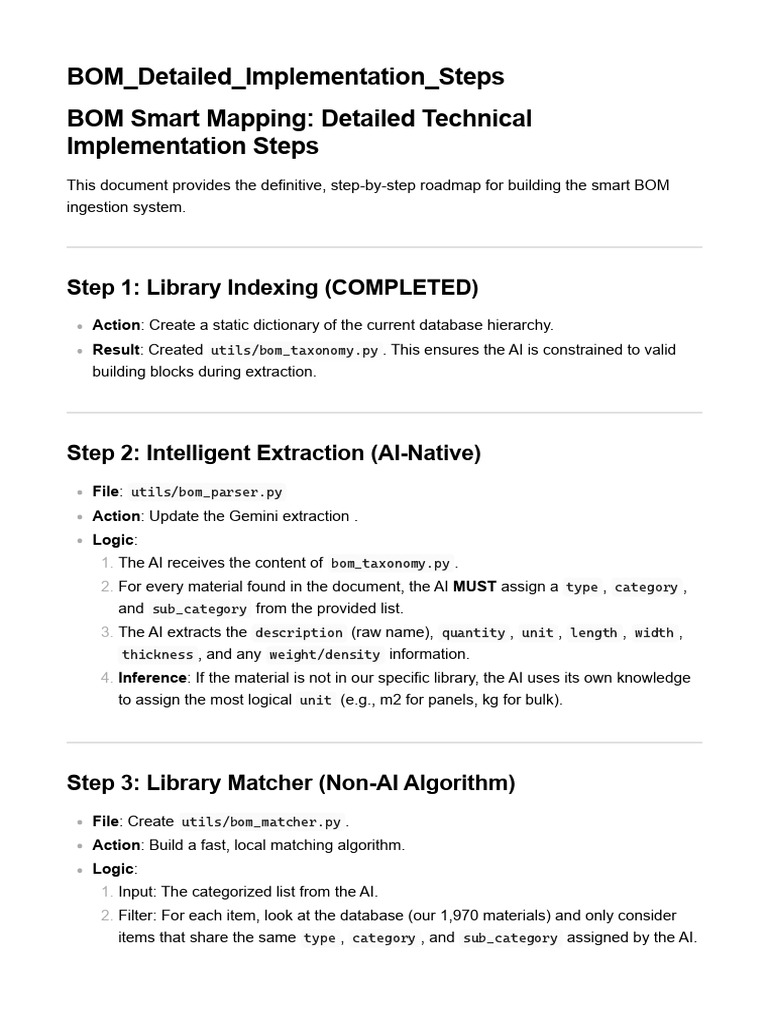 BOM Detailed Implementation Steps | PDF | Artificial Intelligence ...
