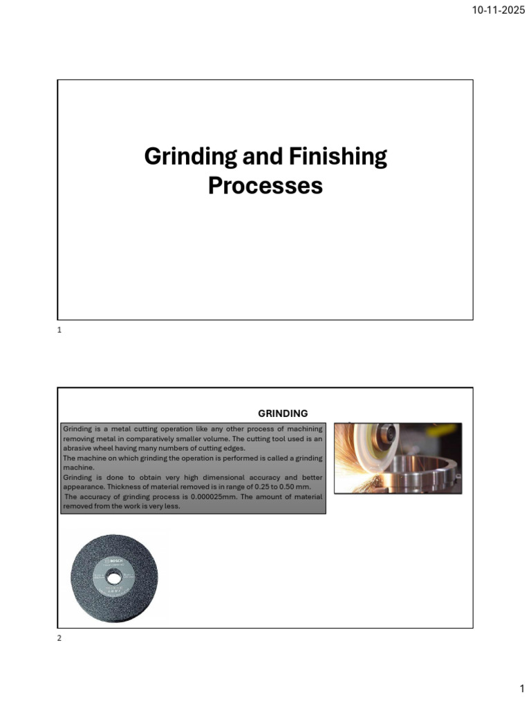Grinding and Finishing Processes | PDF