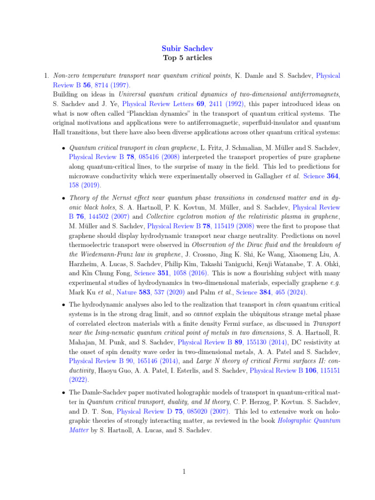 Subir Sachdev Top 5 2 | PDF | Physical Sciences | Quantum Field Theory