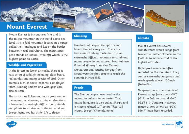 t Tp 1705675668 Mount Everest Fact File Ver 6 | PDF | Mount Everest ...