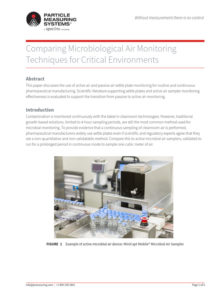 282 Comparing Microbiological Air Monitoring Techniques for Critical ...