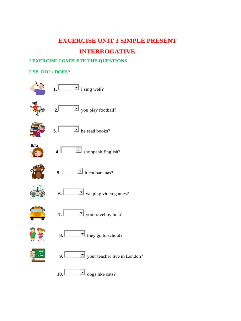 Exercise Unit 3 Simple Present Interrogative | PDF