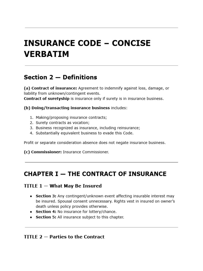 Final Notes on Insurance | PDF | Insurance | Indemnity