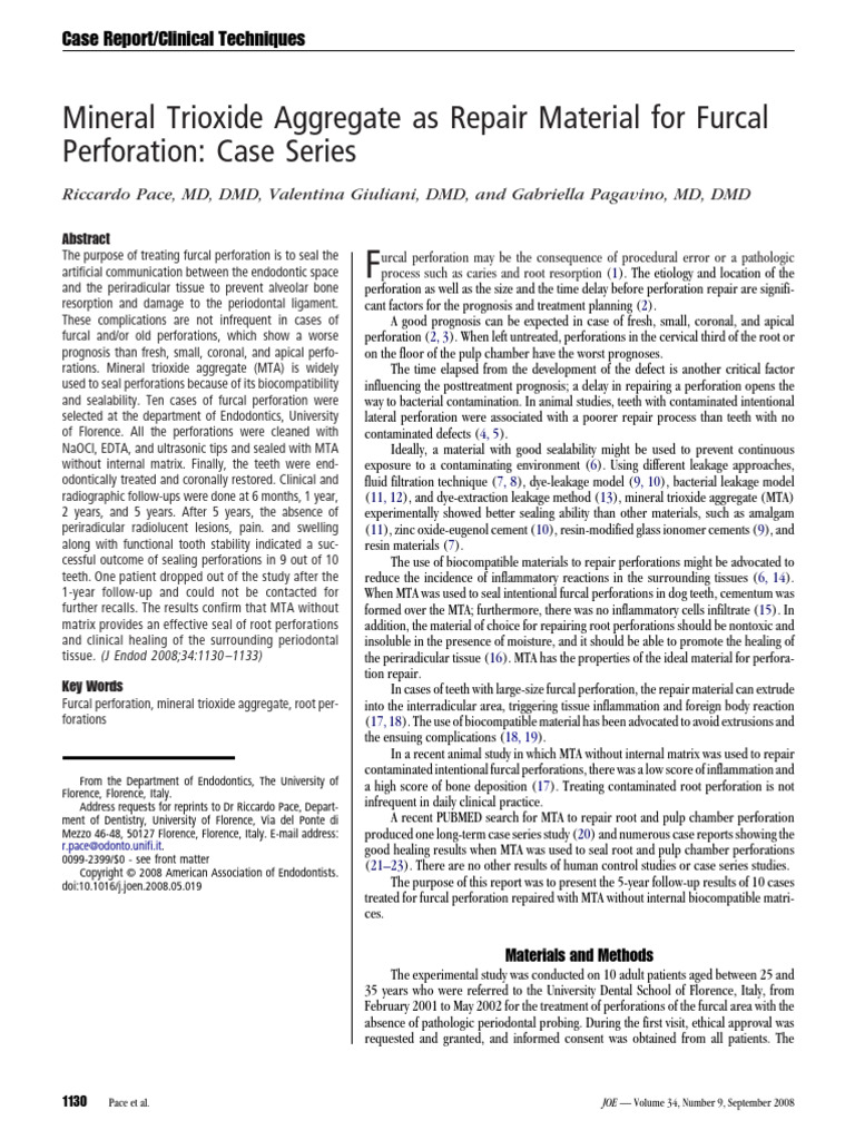 Mineral Trioxide Aggregate as Repair Material for | PDF ...