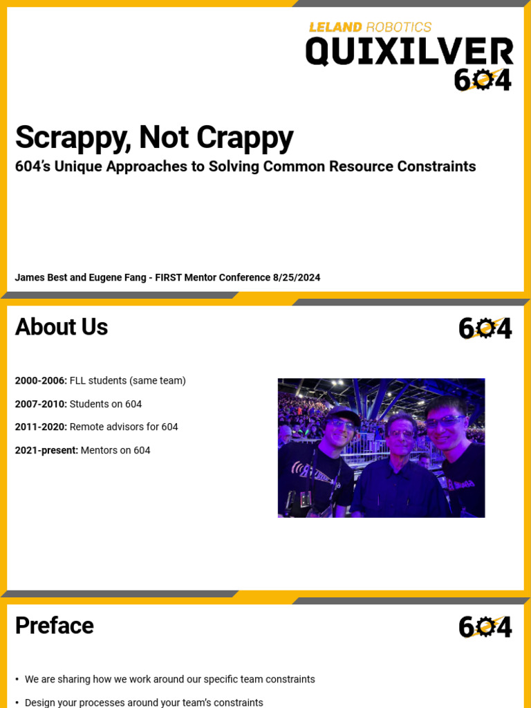 FIRST Mentor Conference 2024 - FRC 604 - Scrappy, Not Crappy ...