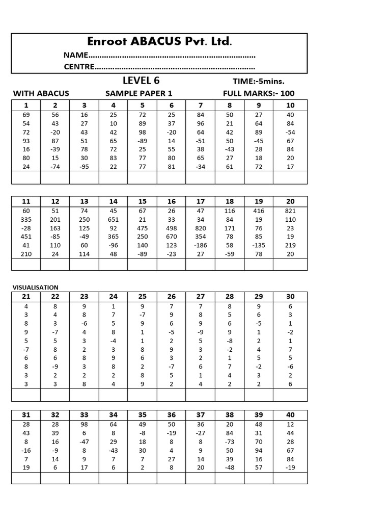 Level 6 Sample Paper 1 | PDF
