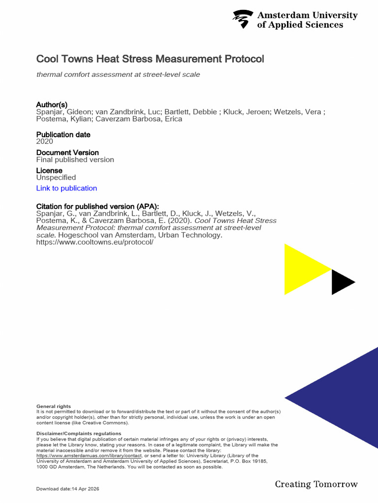 Spanjar Et Al. (2020). Cool Towns Heat Stress Measurement Protocol ...