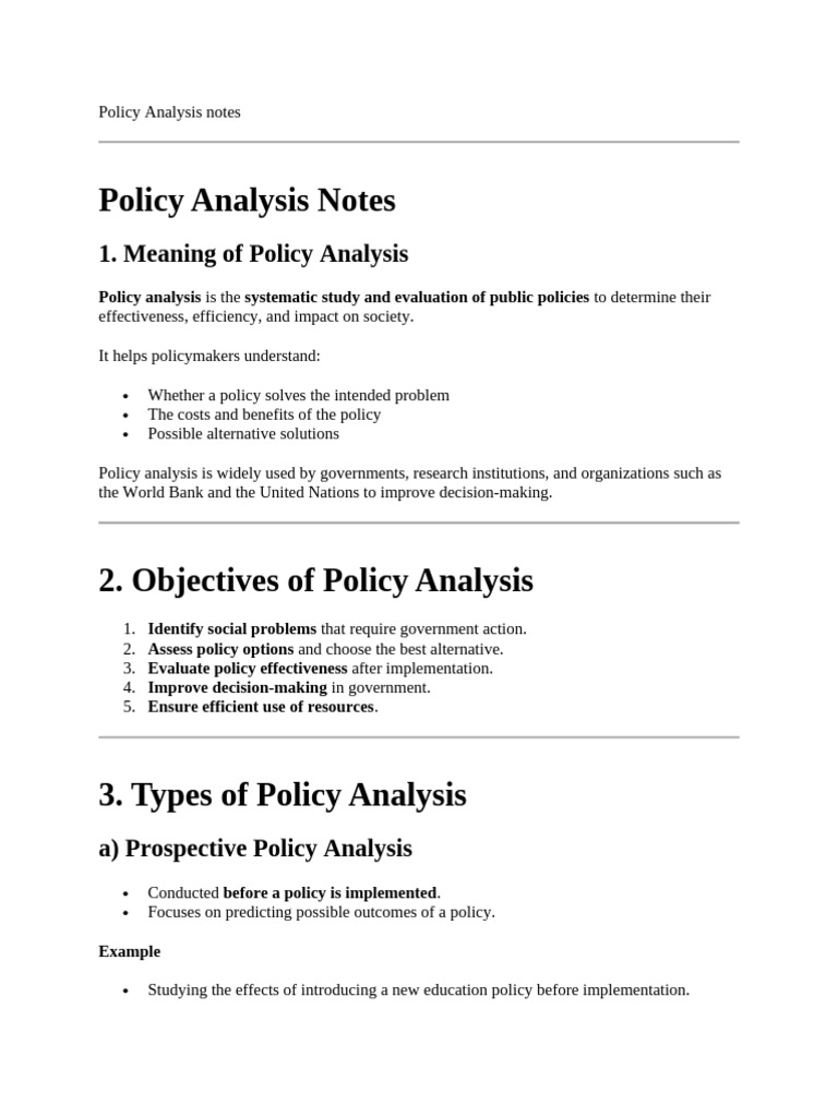 Policy Analysis Notes | PDF | Policy Analysis | Policy