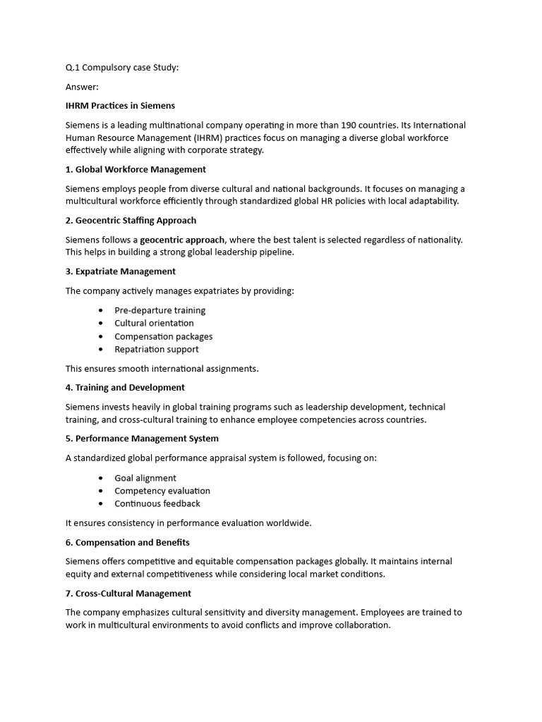 Answer Sheet - Global HRM | PDF | Human Resource Management ...