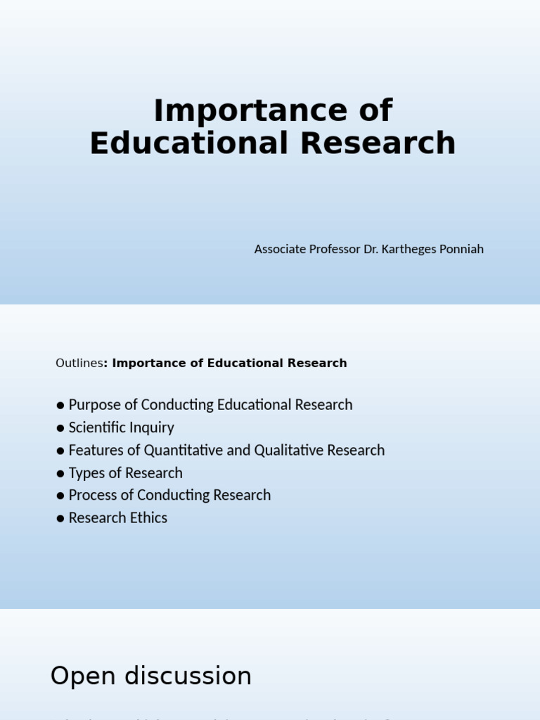 1_ Importance of Educational Research | PDF | Methodology | Survey ...