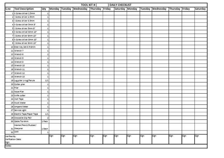 ToolKit Bi-Weekly Checklist | PDF