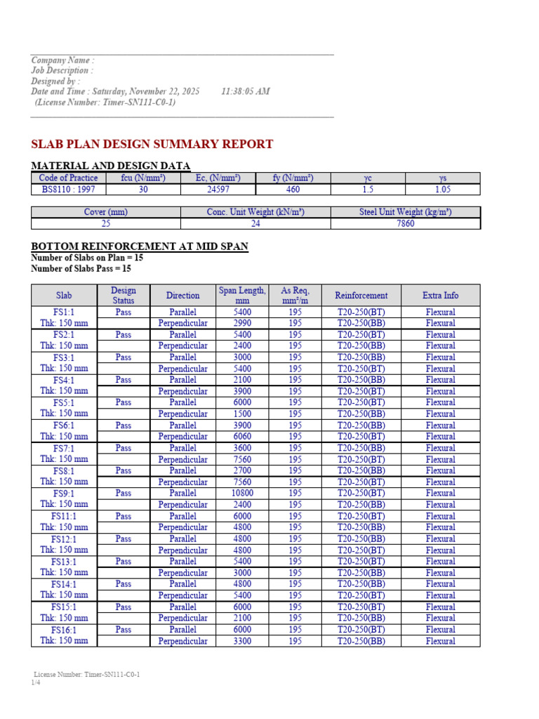 Slab Summary Report - 1b | PDF | Structural Engineering