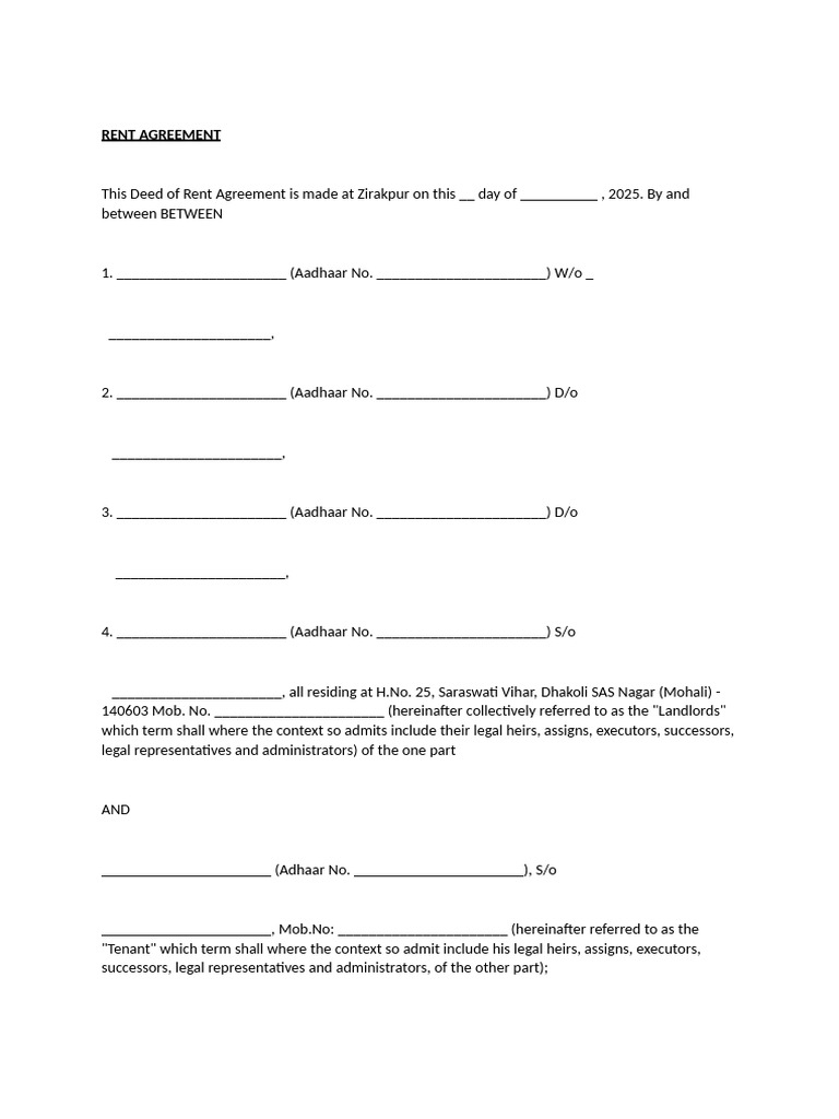 Rent Agreement | PDF | Leasehold Estate | Lease