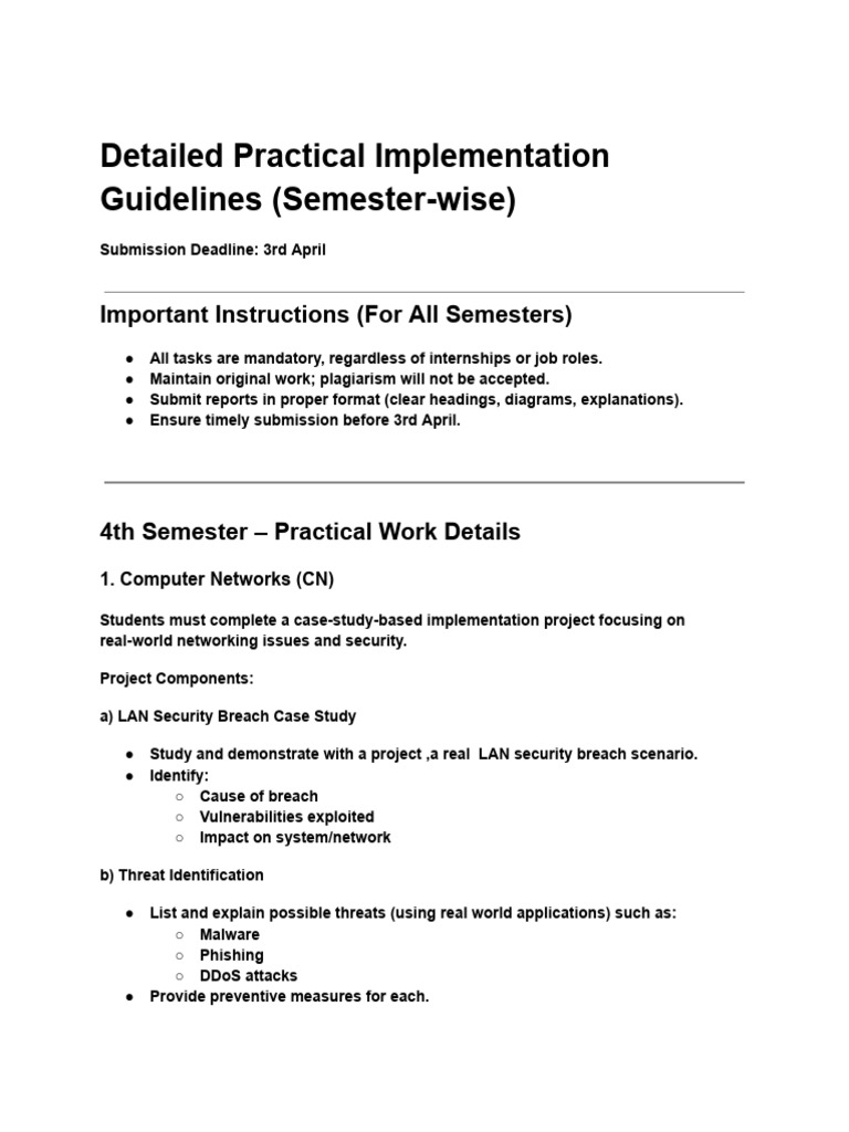 Detailed Practical Implementation Guidelines (Semester-wise) (1) | PDF
