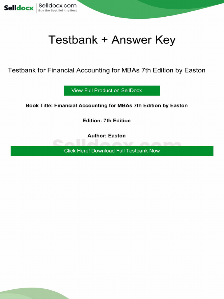 Financial Accounting For MBAs 7th Edition Testbank | PDF